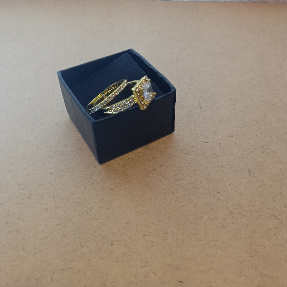 Gold and Silver Women's Ring with Crystal Accent